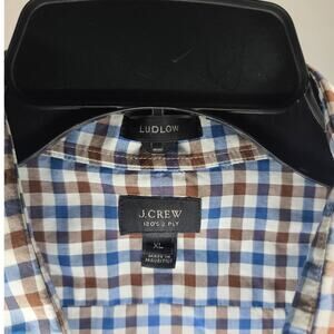 J Crew Ludlow 120s two ply blue brown plaid shirt - XL